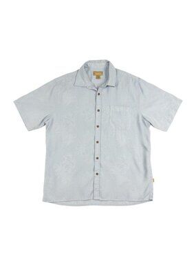 Cabana Blue Pineapple Print Mens Button-Up Short-Sleeve Shirt XXL